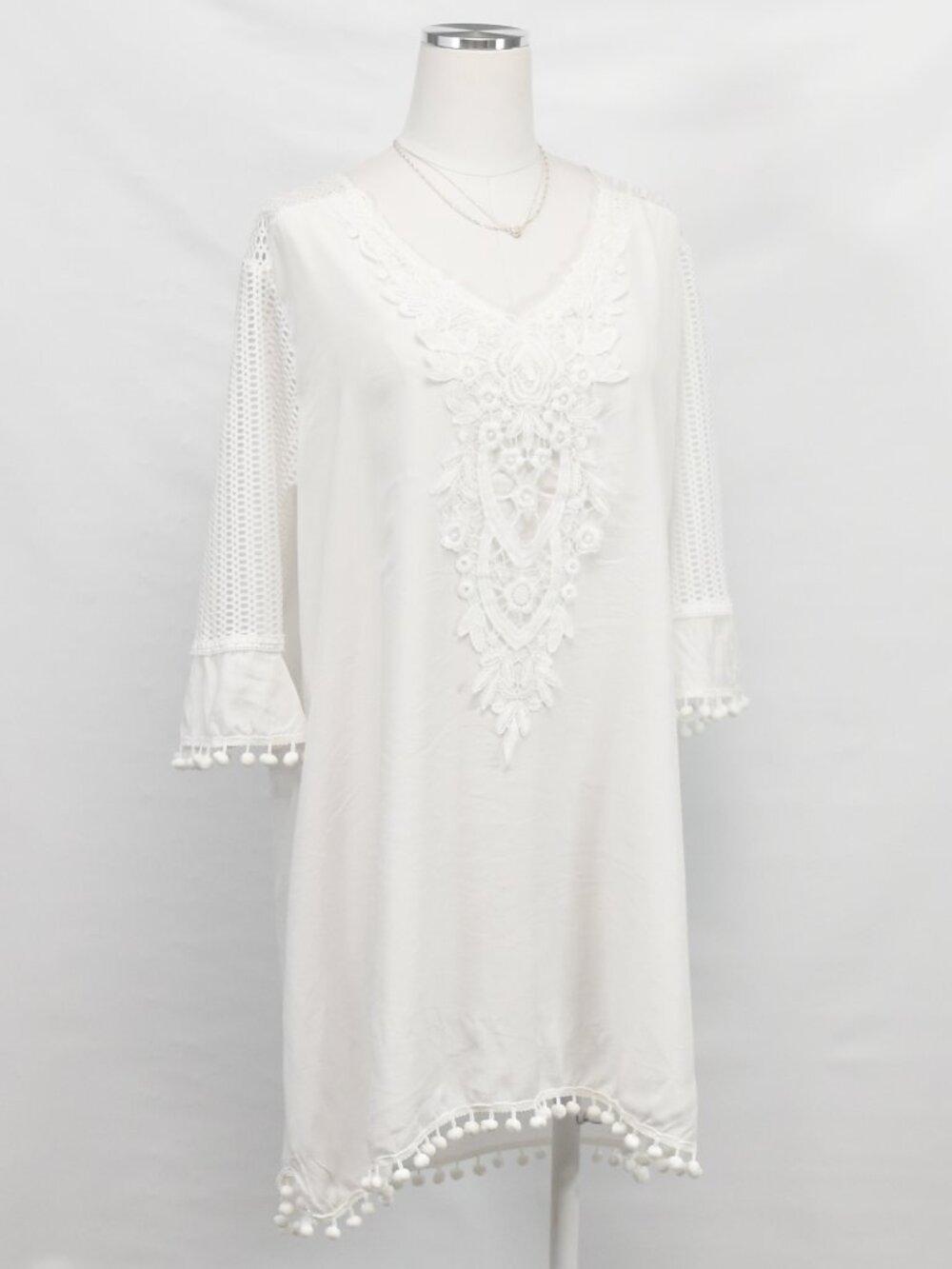 White Swim Cover Up with White Lace Front Size XXL